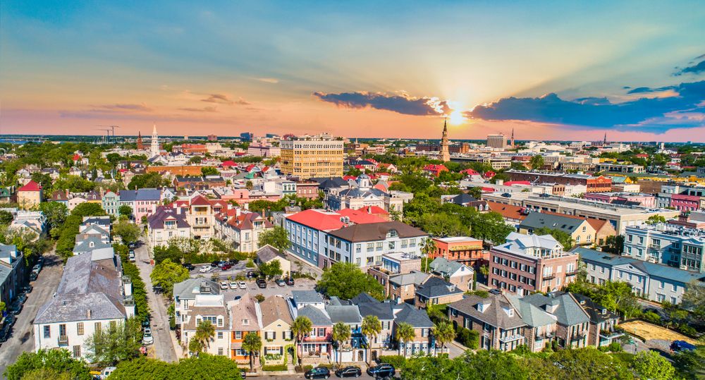 Downtown Charleston arial overview