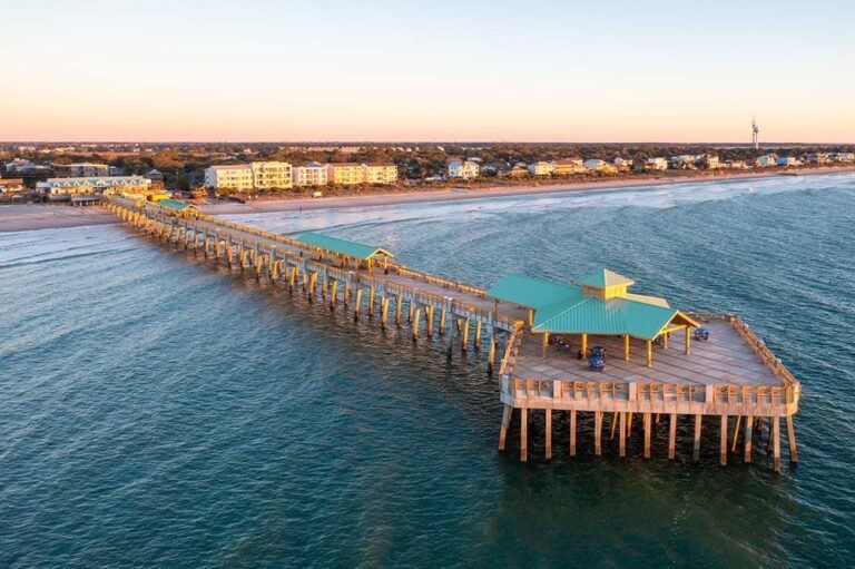 Folly Beach, South Carolina Pier Aerial View