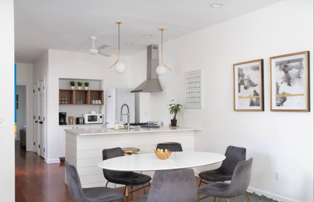 Interior view of a chic Charleston vacation rental.